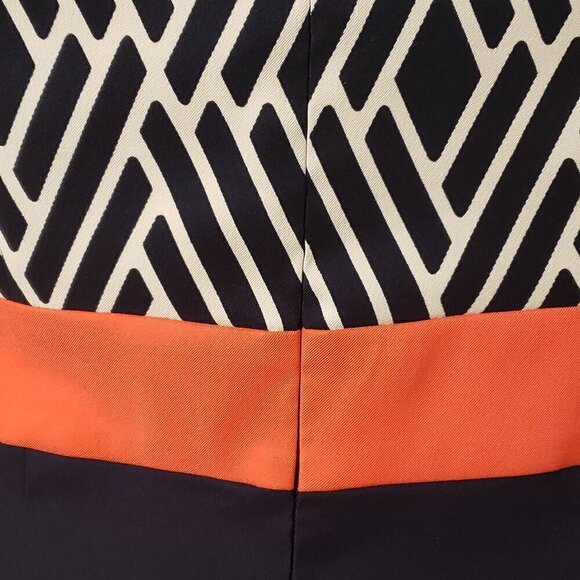 Connected Apparel Multitier Sheath Cocktail Dress in Blue/White/Coral, Size 14W - Picture 5 of 8